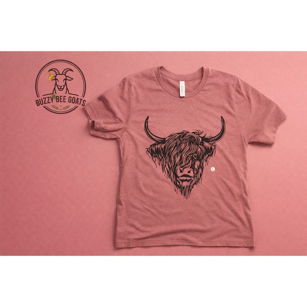 BELLA CANVAS HIGHLAND COW GRAPHIC T SHIRT SMALL WESTERN BOHO NEW